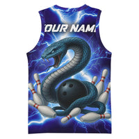 Snake and Bowling Ball Design Basketball Jersey with Lightning Background and Custom Team Name Text - Wonder Print Shop