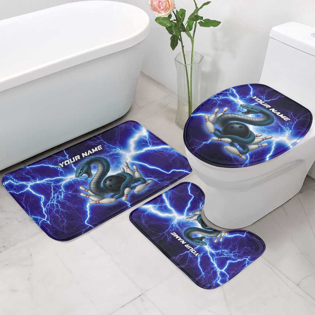 Snake and Bowling Ball Design Bathroom Set with Lightning Background and Custom Team Name Text - Wonder Print Shop