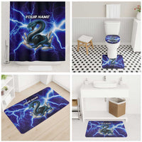 Snake and Bowling Ball Design Bathroom Set with Lightning Background and Custom Team Name Text - Wonder Print Shop
