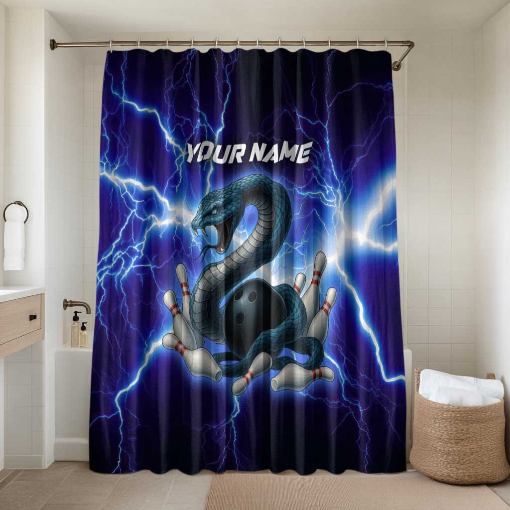 Snake and Bowling Ball Design Bathroom Set with Lightning Background and Custom Team Name Text - Wonder Print Shop