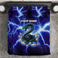Snake and Bowling Ball Design Bedding Set with Lightning Background and Custom Team Name Text - Wonder Print Shop