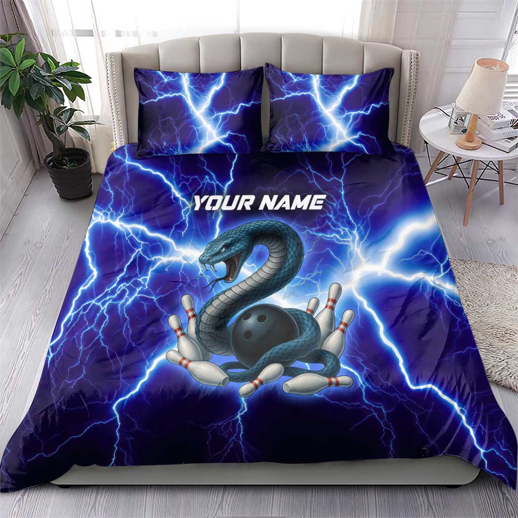 Snake and Bowling Ball Design Bedding Set with Lightning Background and Custom Team Name Text - Wonder Print Shop