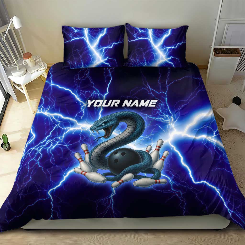 Snake and Bowling Ball Design Bedding Set with Lightning Background and Custom Team Name Text - Wonder Print Shop