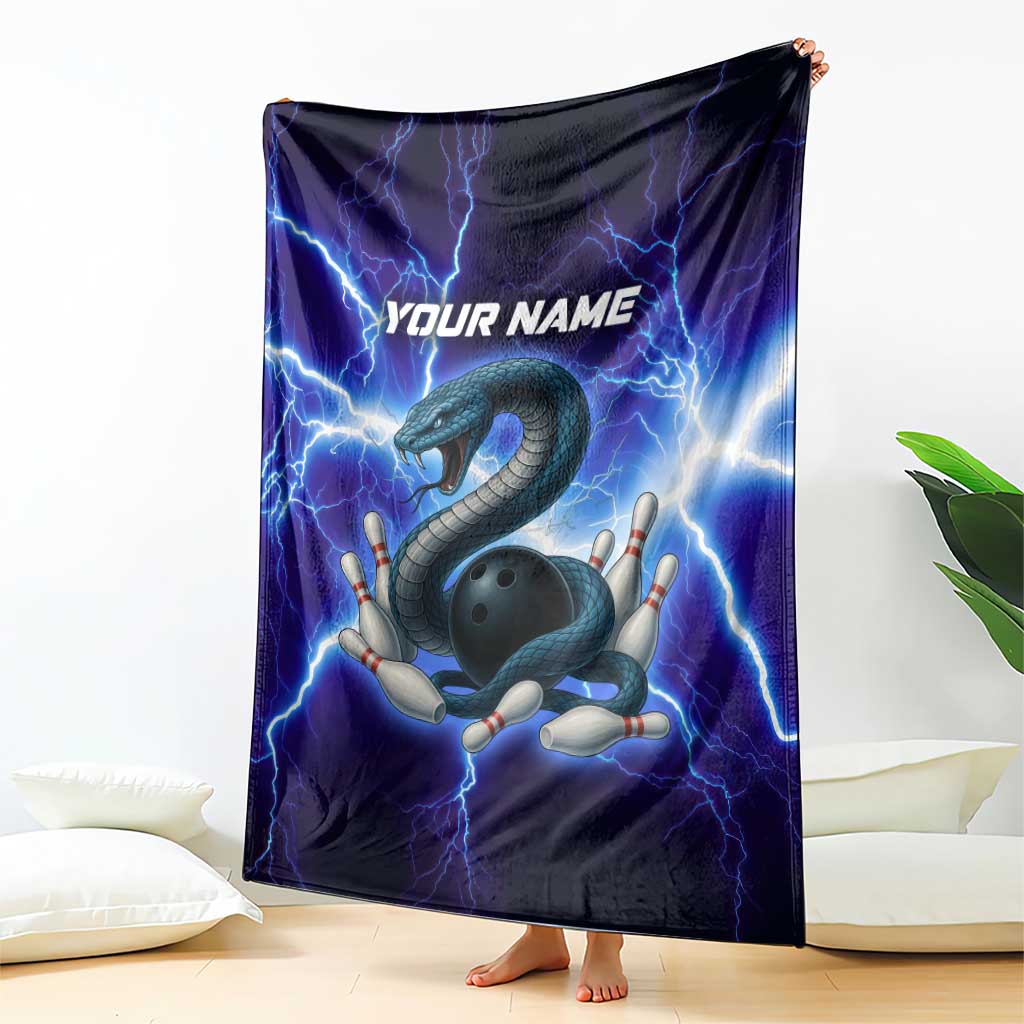 Snake and Bowling Ball Design Blanket with Lightning Background and Custom Team Name Text - Wonder Print Shop