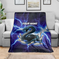 Snake and Bowling Ball Design Blanket with Lightning Background and Custom Team Name Text - Wonder Print Shop