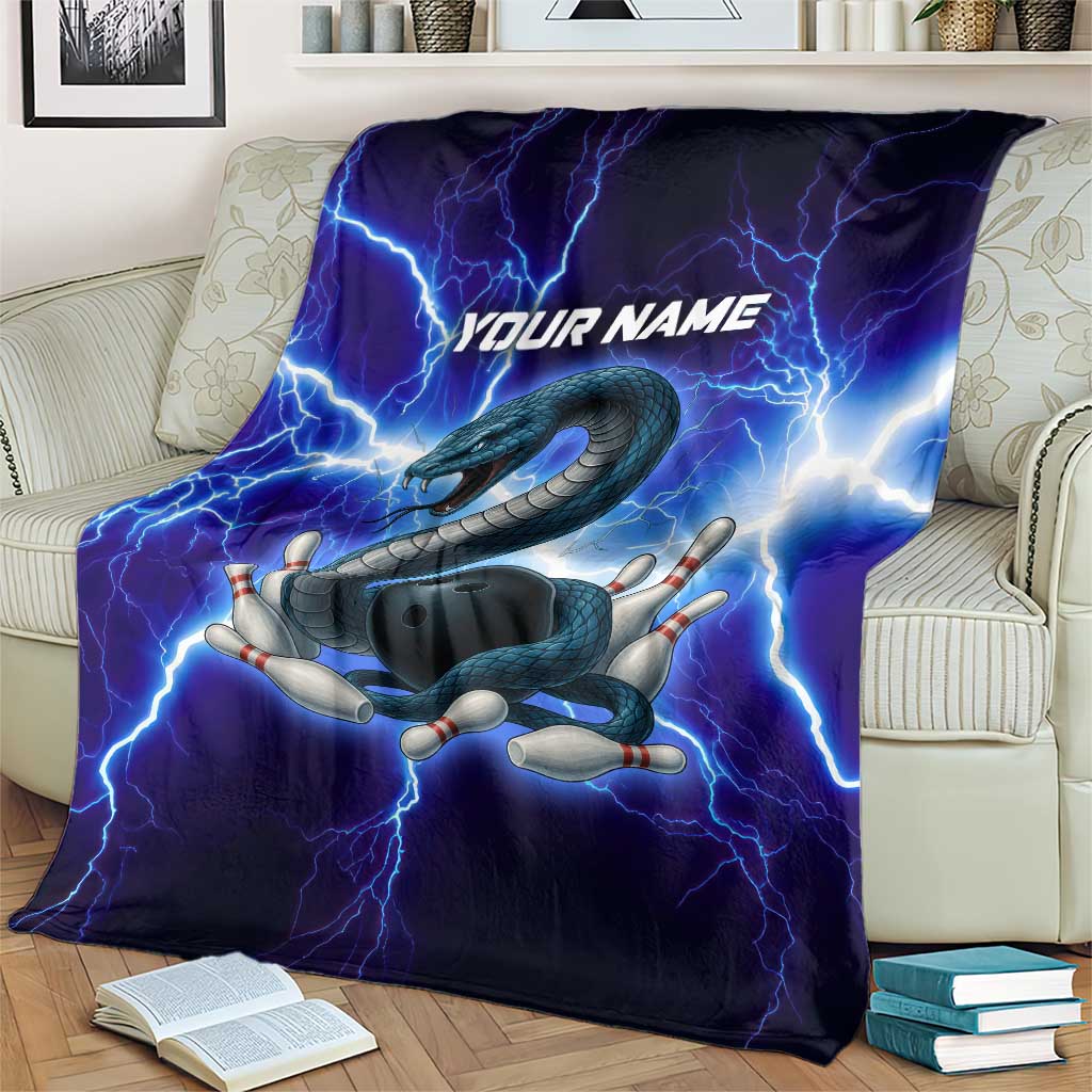 Snake and Bowling Ball Design Blanket with Lightning Background and Custom Team Name Text - Wonder Print Shop