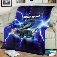 Snake and Bowling Ball Design Blanket with Lightning Background and Custom Team Name Text - Wonder Print Shop