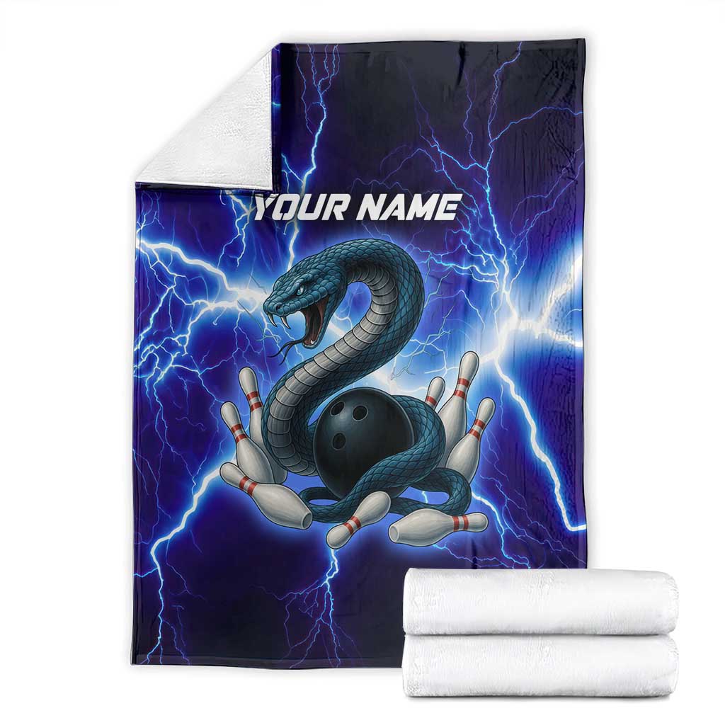 Snake and Bowling Ball Design Blanket with Lightning Background and Custom Team Name Text - Wonder Print Shop