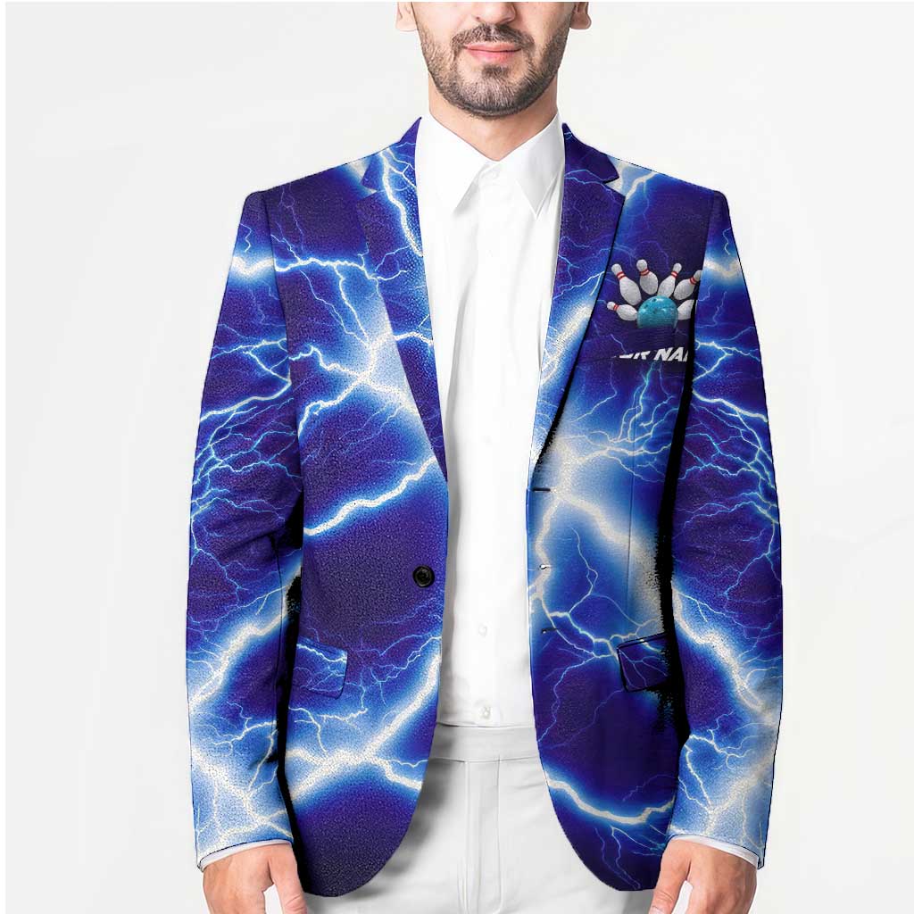 Snake and Bowling Ball Design Blazer with Lightning Background and Custom Team Name Text - Wonder Print Shop