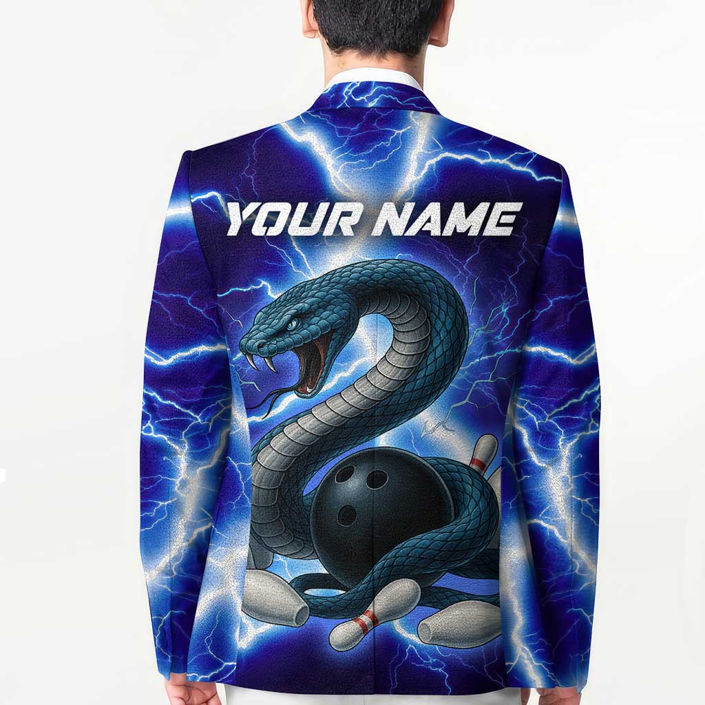 Snake and Bowling Ball Design Blazer with Lightning Background and Custom Team Name Text - Wonder Print Shop