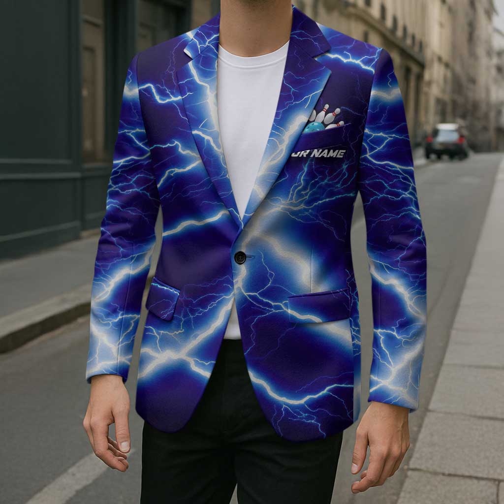 Snake and Bowling Ball Design Blazer with Lightning Background and Custom Team Name Text - Wonder Print Shop
