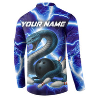 Snake and Bowling Ball Design Button Sweatshirt with Lightning Background and Custom Team Name Text - Wonder Print Shop