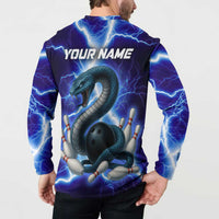 Snake and Bowling Ball Design Button Sweatshirt with Lightning Background and Custom Team Name Text - Wonder Print Shop