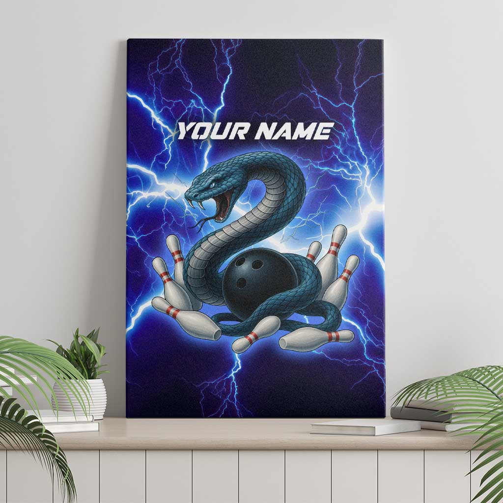 Snake and Bowling Ball Design Canvas Wall Art with Lightning Background and Custom Team Name Text - Wonder Print Shop