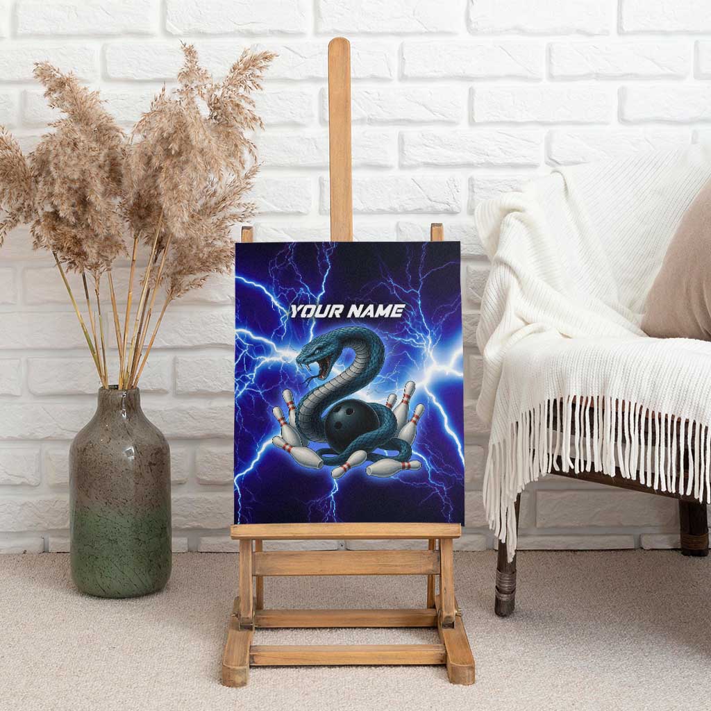 Snake and Bowling Ball Design Canvas Wall Art with Lightning Background and Custom Team Name Text - Wonder Print Shop