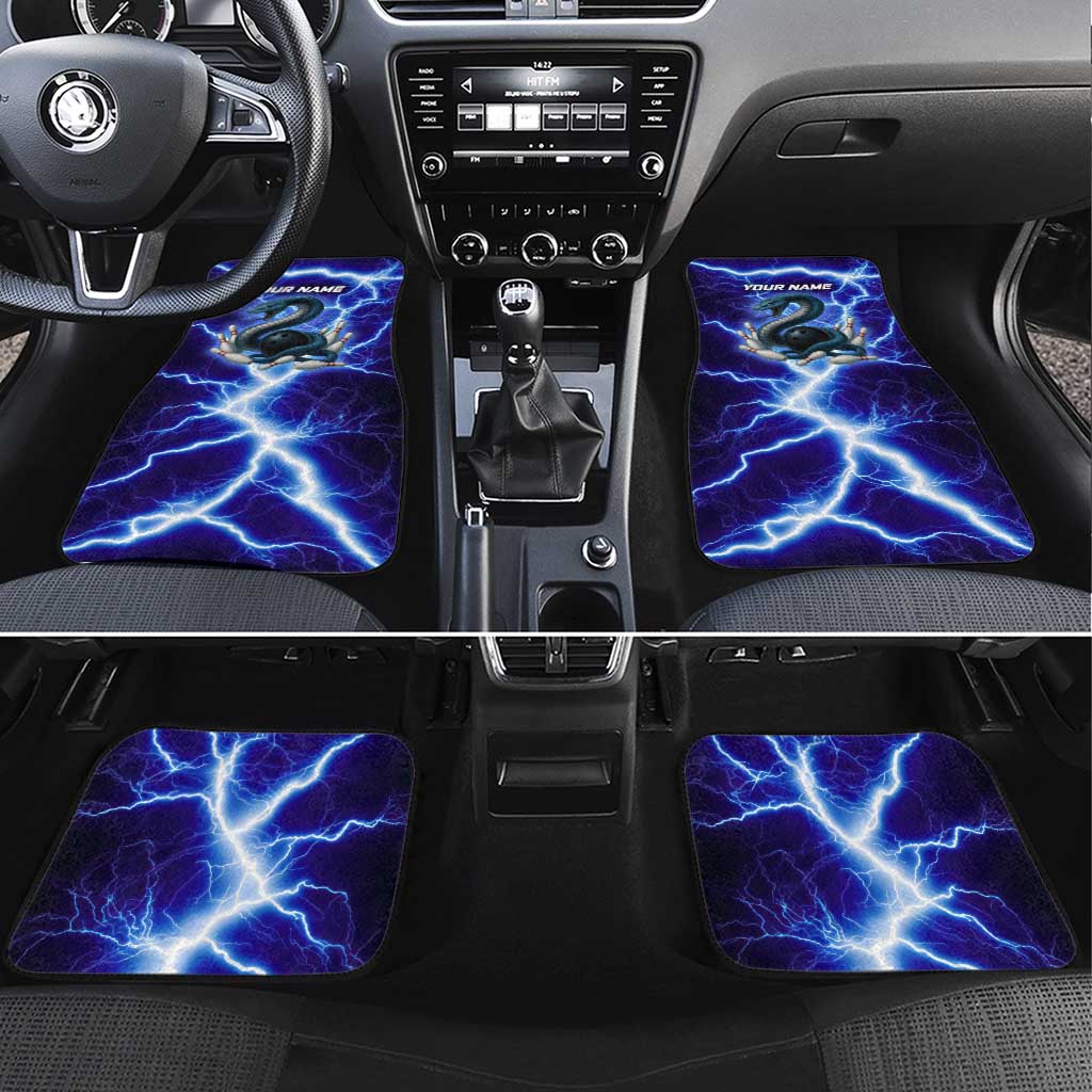 Snake and Bowling Ball Design Car Mats with Lightning Background and Custom Team Name Text - Wonder Print Shop