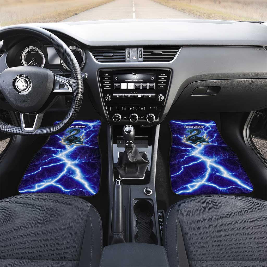 Snake and Bowling Ball Design Car Mats with Lightning Background and Custom Team Name Text - Wonder Print Shop
