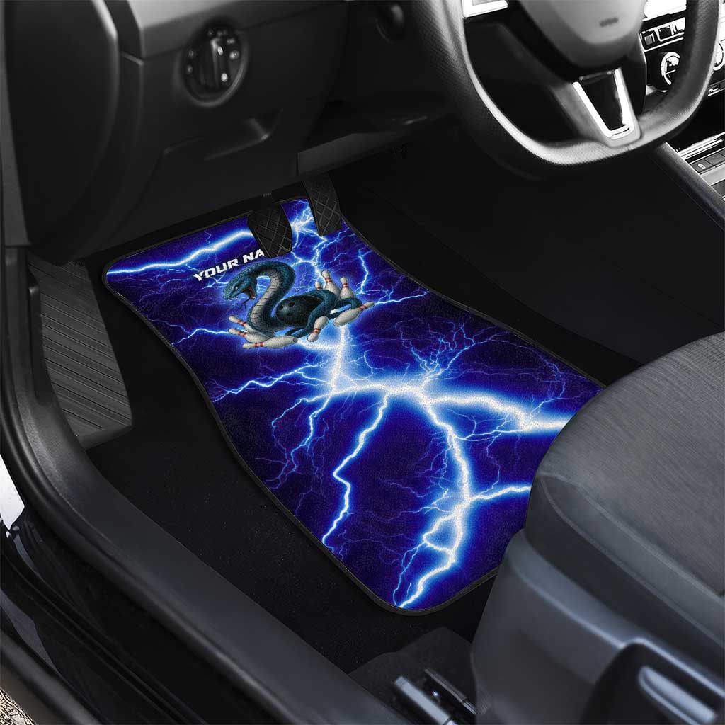 Snake and Bowling Ball Design Car Mats with Lightning Background and Custom Team Name Text - Wonder Print Shop