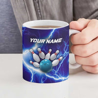 Snake and Bowling Ball Design Ceramic Mug with Lightning Background and Custom Team Name Text - Wonder Print Shop