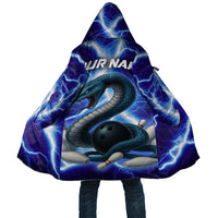 Snake and Bowling Ball Design Cloak with Lightning Background and Custom Team Name Text - Wonder Print Shop