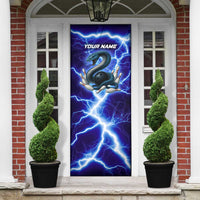 Snake and Bowling Ball Design Door Cover with Lightning Background and Custom Team Name Text - Wonder Print Shop