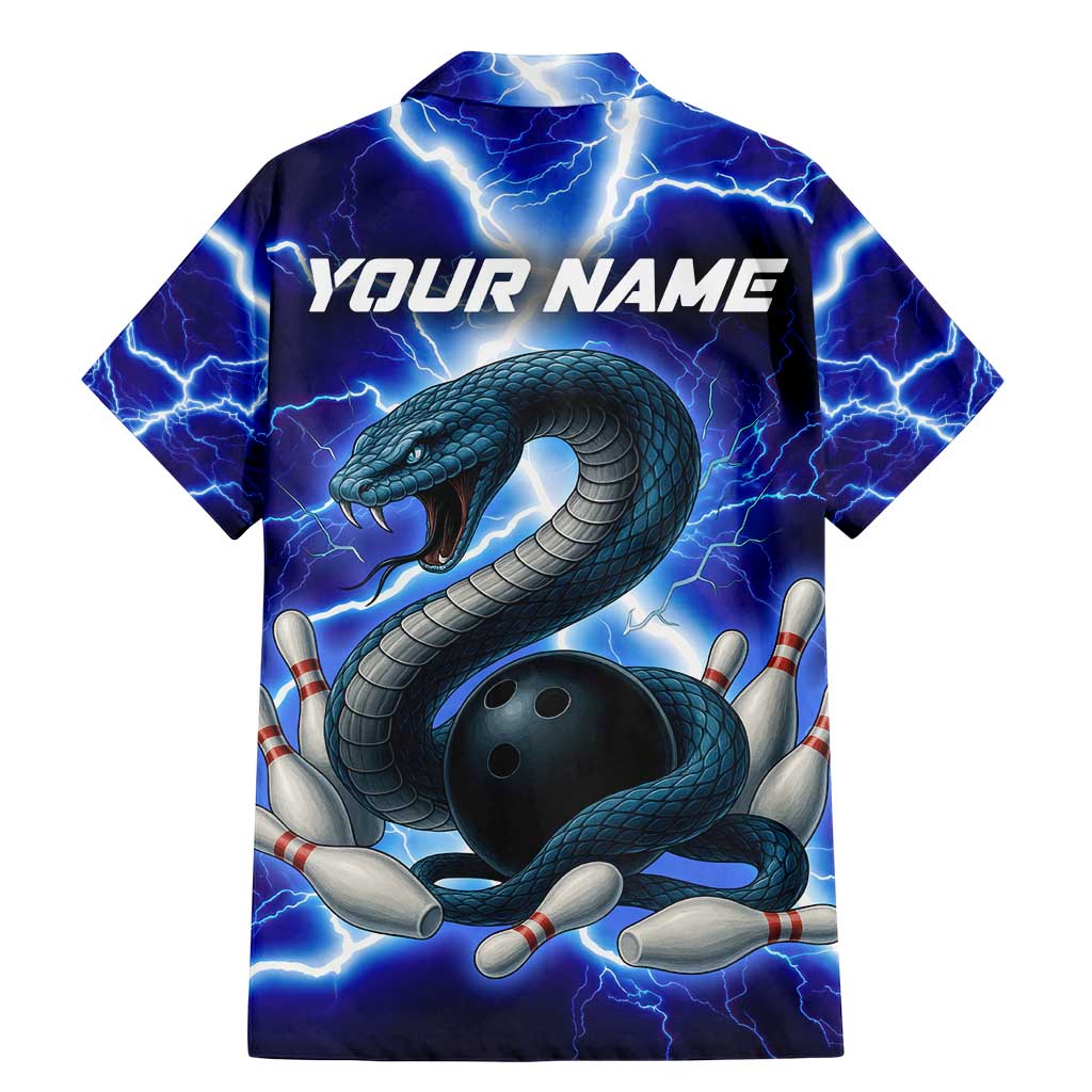 Snake and Bowling Ball Design Family Matching Mermaid Dress and Hawaiian Shirt with Lightning Background and Custom Team Name Text - Wonder Print Shop