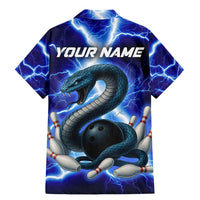 Snake and Bowling Ball Design Family Matching Mermaid Dress and Hawaiian Shirt with Lightning Background and Custom Team Name Text - Wonder Print Shop