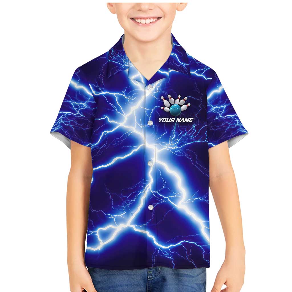 Snake and Bowling Ball Design Family Matching Mermaid Dress and Hawaiian Shirt with Lightning Background and Custom Team Name Text - Wonder Print Shop