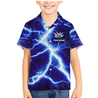 Snake and Bowling Ball Design Family Matching Mermaid Dress and Hawaiian Shirt with Lightning Background and Custom Team Name Text - Wonder Print Shop