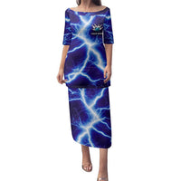 Snake and Bowling Ball Design Family Matching Puletasi and Hawaiian Shirt with Lightning Background and Custom Team Name Text - Wonder Print Shop