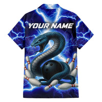 Snake and Bowling Ball Design Hawaiian Shirt with Lightning Background and Custom Team Name Text - Wonder Print Shop