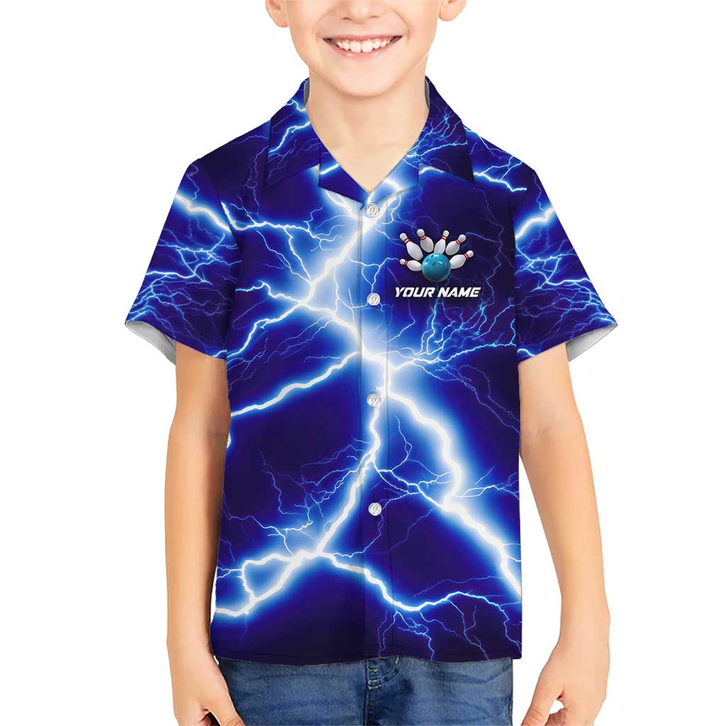 Snake and Bowling Ball Design Hawaiian Shirt with Lightning Background and Custom Team Name Text - Wonder Print Shop