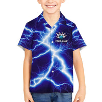 Snake and Bowling Ball Design Hawaiian Shirt with Lightning Background and Custom Team Name Text - Wonder Print Shop