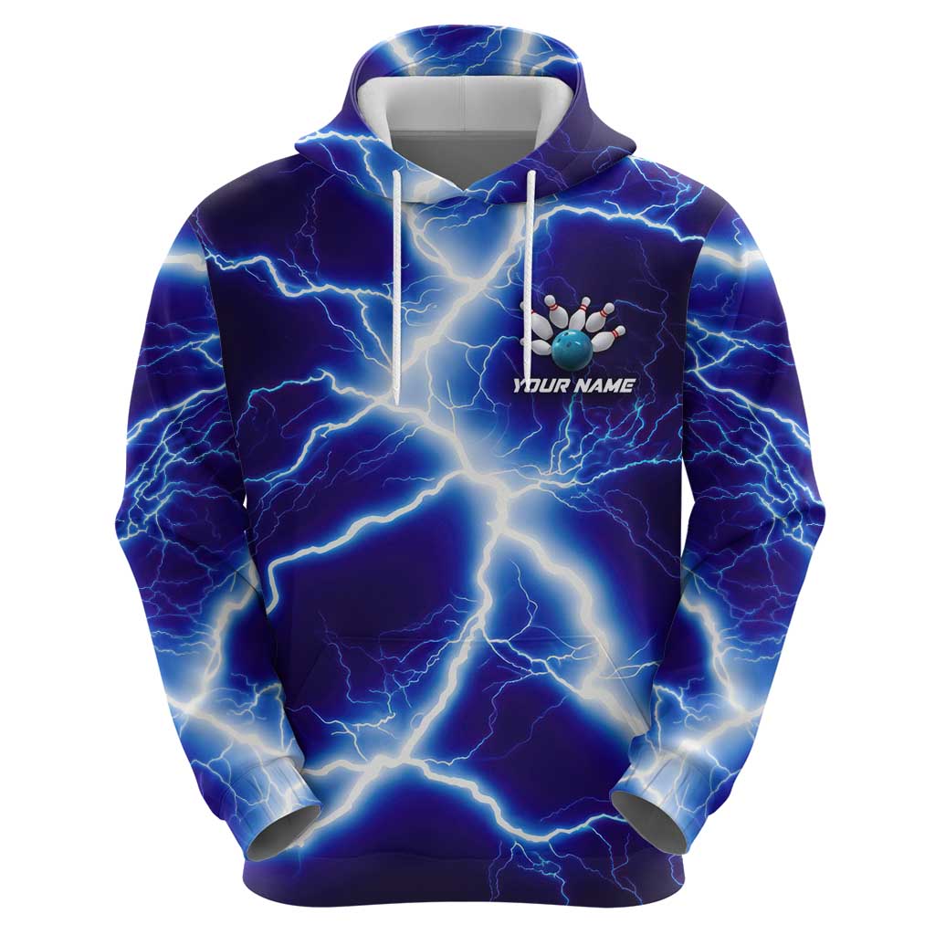 Snake and Bowling Ball Design Hoodie with Lightning Background and Custom Team Name Text - Wonder Print Shop