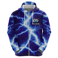 Snake and Bowling Ball Design Hoodie with Lightning Background and Custom Team Name Text - Wonder Print Shop