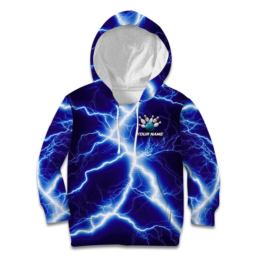 Snake and Bowling Ball Design Kid Hoodie with Lightning Background and Custom Team Name Text - Wonder Print Shop