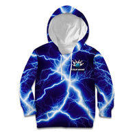 Snake and Bowling Ball Design Kid Hoodie with Lightning Background and Custom Team Name Text - Wonder Print Shop