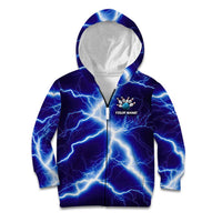 Snake and Bowling Ball Design Kid Hoodie with Lightning Background and Custom Team Name Text - Wonder Print Shop