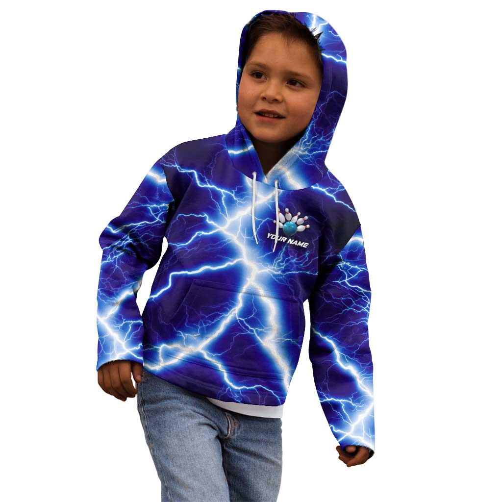 Snake and Bowling Ball Design Kid Hoodie with Lightning Background and Custom Team Name Text - Wonder Print Shop