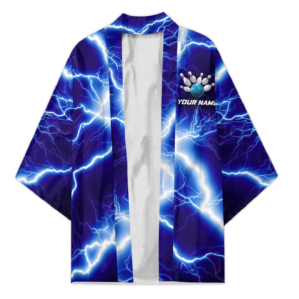 Snake and Bowling Ball Design Kimono with Lightning Background and Custom Team Name Text - Wonder Print Shop