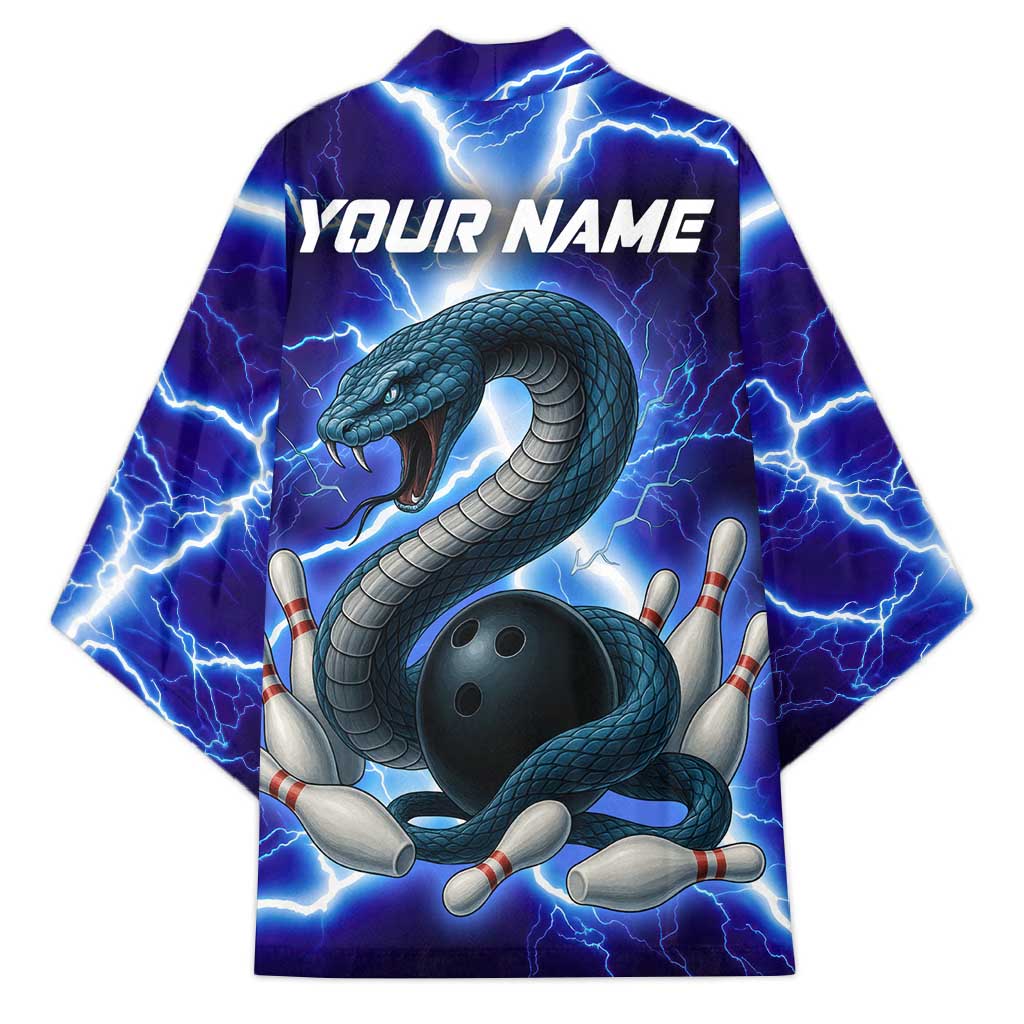 Snake and Bowling Ball Design Kimono with Lightning Background and Custom Team Name Text - Wonder Print Shop