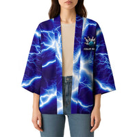 Snake and Bowling Ball Design Kimono with Lightning Background and Custom Team Name Text - Wonder Print Shop