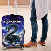 Snake and Bowling Ball Design Luggage Cover with Lightning Background and Custom Team Name Text - Wonder Print Shop