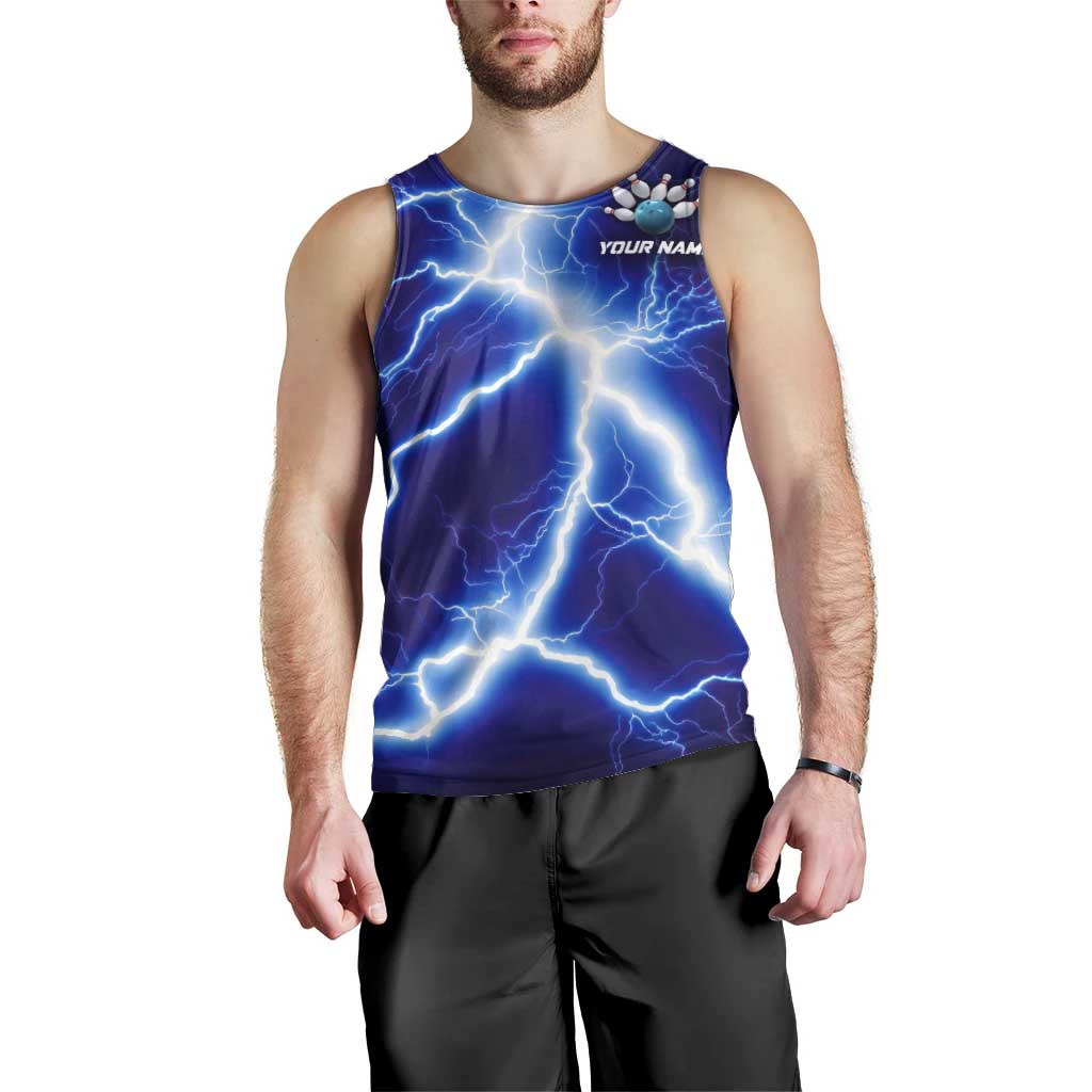 Snake and Bowling Ball Design Men Tank Top with Lightning Background and Custom Team Name Text - Wonder Print Shop