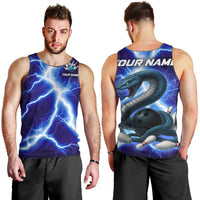 Snake and Bowling Ball Design Men Tank Top with Lightning Background and Custom Team Name Text - Wonder Print Shop