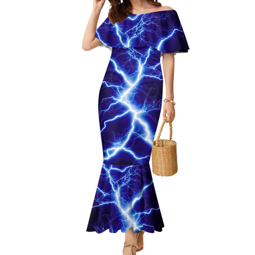 Snake and Bowling Ball Design Mermaid Dress with Lightning Background and Custom Team Name Text - Wonder Print Shop