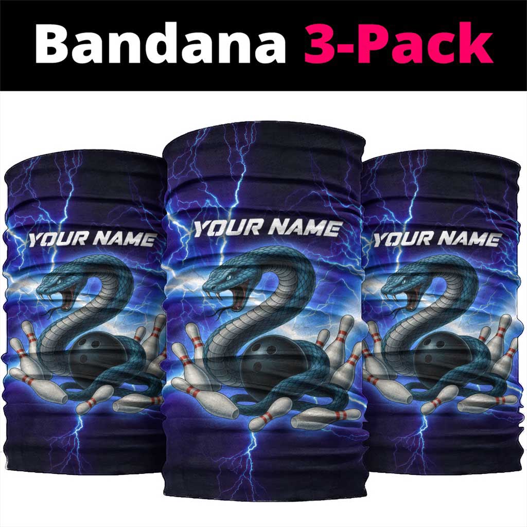 Snake and Bowling Ball Design Neck Gaiter with Lightning Background TS04