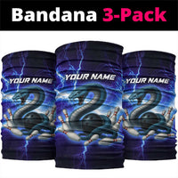 Snake and Bowling Ball Design Neck Gaiter with Lightning Background TS04