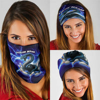 Snake and Bowling Ball Design Neck Gaiter with Lightning Background TS04