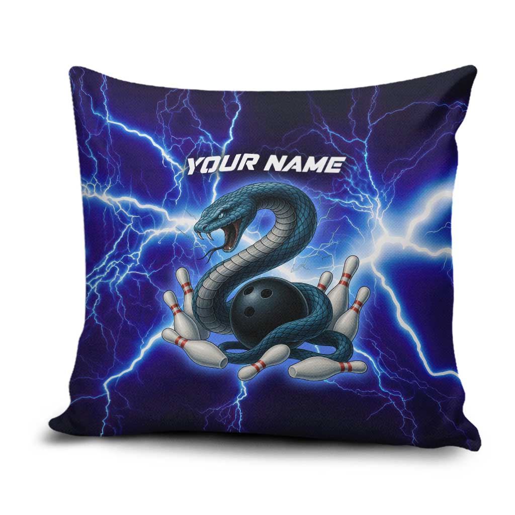 Snake and Bowling Ball Design Pillow Cover with Lightning Background and Custom Team Name Text - Wonder Print Shop